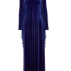 Velvet Strapless Maxi Dress in Blue