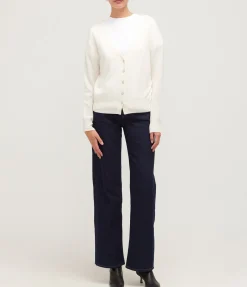 V-Neck Dimante Button Down Cardigan in Ivory