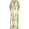 V-Neck Maxi Kaftan Dress in Ivory Kumquat