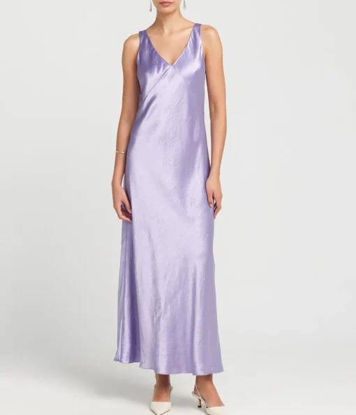 V-Neck Maxi Slip Dress in Wisteria