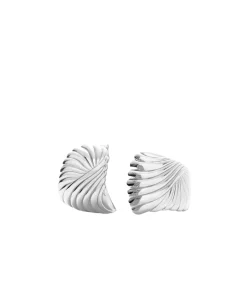 Wavy Ridge Oversized Stud Earrings in Silver
