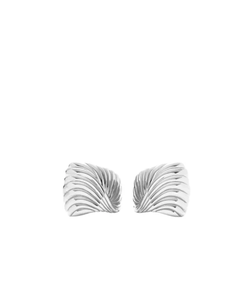 Wavy Ridge Oversized Stud Earrings in Silver
