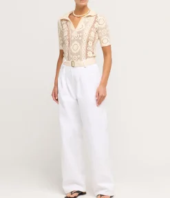 Wide Leg Tailored Jeans in White