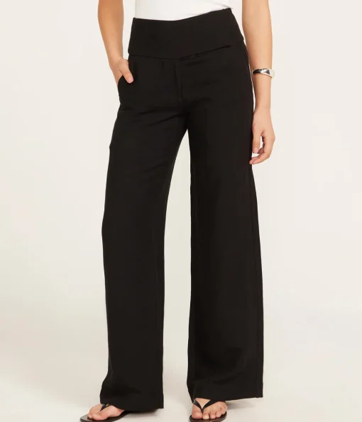 Wide Waistband Pants in Black