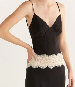 Winslet Slip Dress in Black and Cream