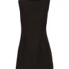 Wool Silk Mini Dress in Black