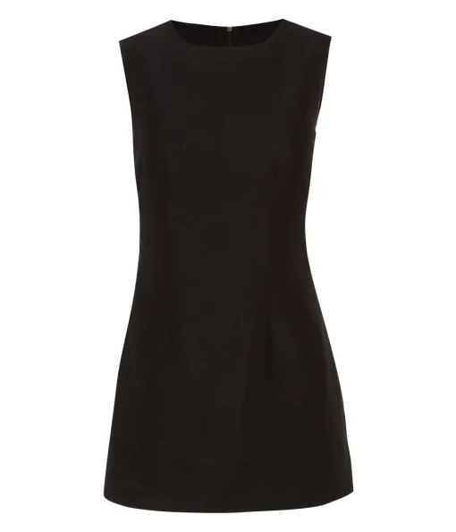Wool Silk Mini Dress in Black