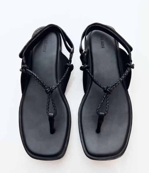 Woven Rope Sandal in Black