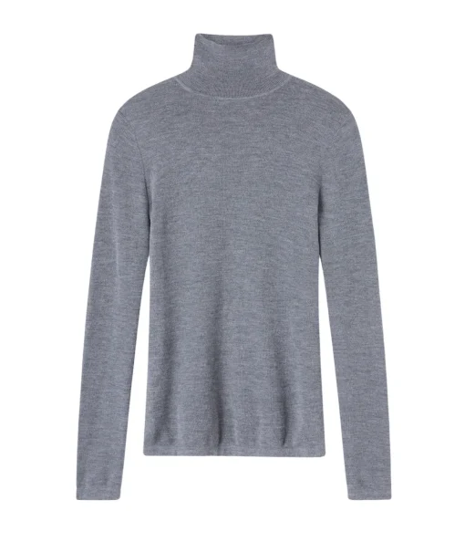 Wynter Mock Neck Top in Grey Melange