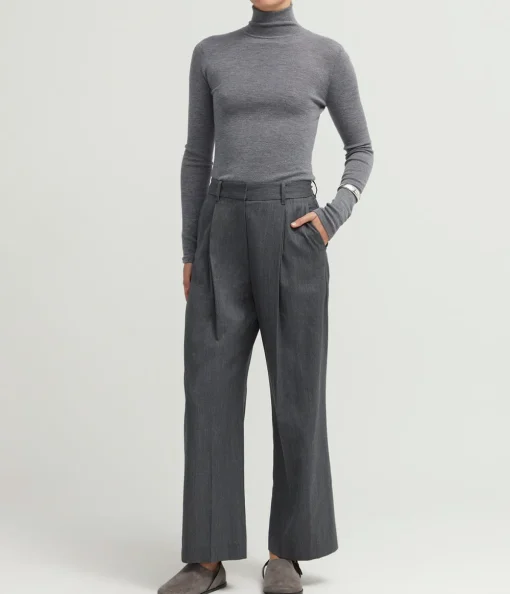 Wynter Mock Neck Top in Grey Melange