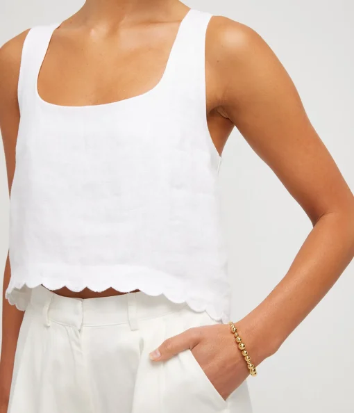 Zayla Linen Top in Ivory