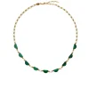 Zenyu Beaded Half Moon Necklace in Gold and Amazonite