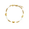 Zenyu Seed Pearl Half Moon Bracelet in Gold